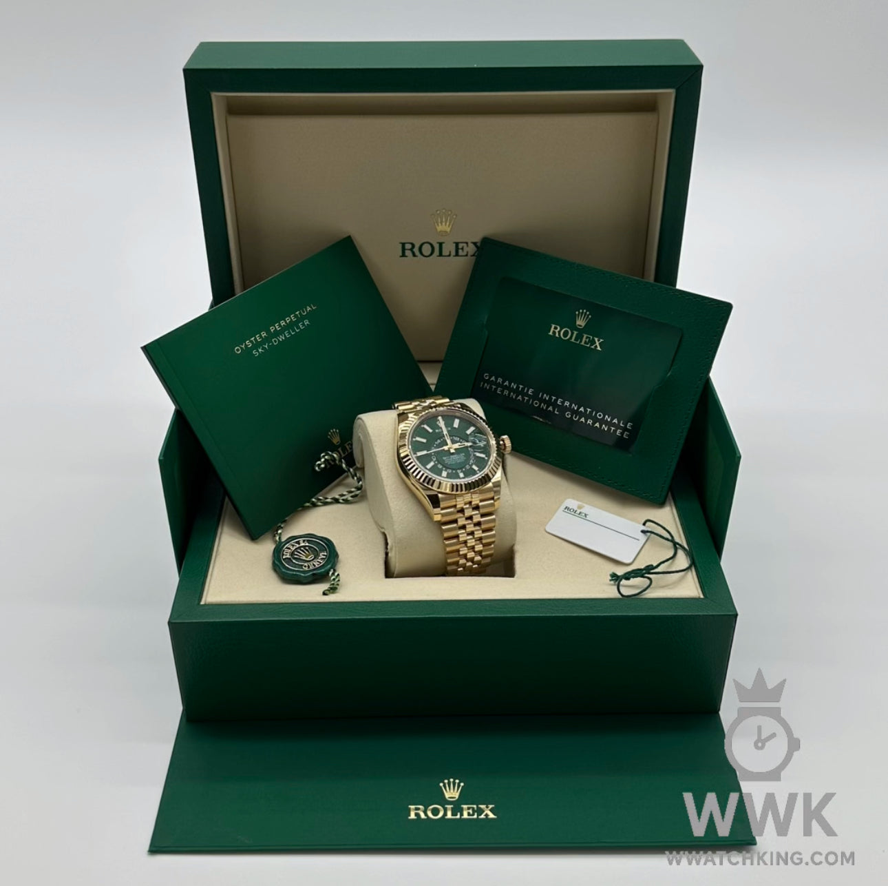 Rolex SkyDweller Green Dial | Ref. 336938 | Jubilee | 18k Yellow Gold | Full Set