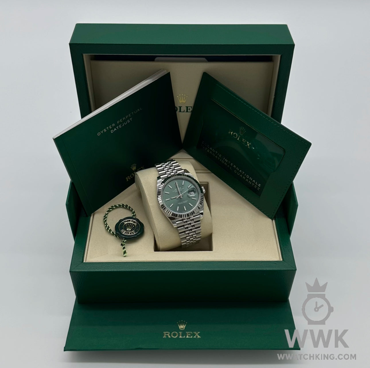 Rolex DateJust 'Mint Green' | Ref. 126334-0028 | Jubilee | Full Set