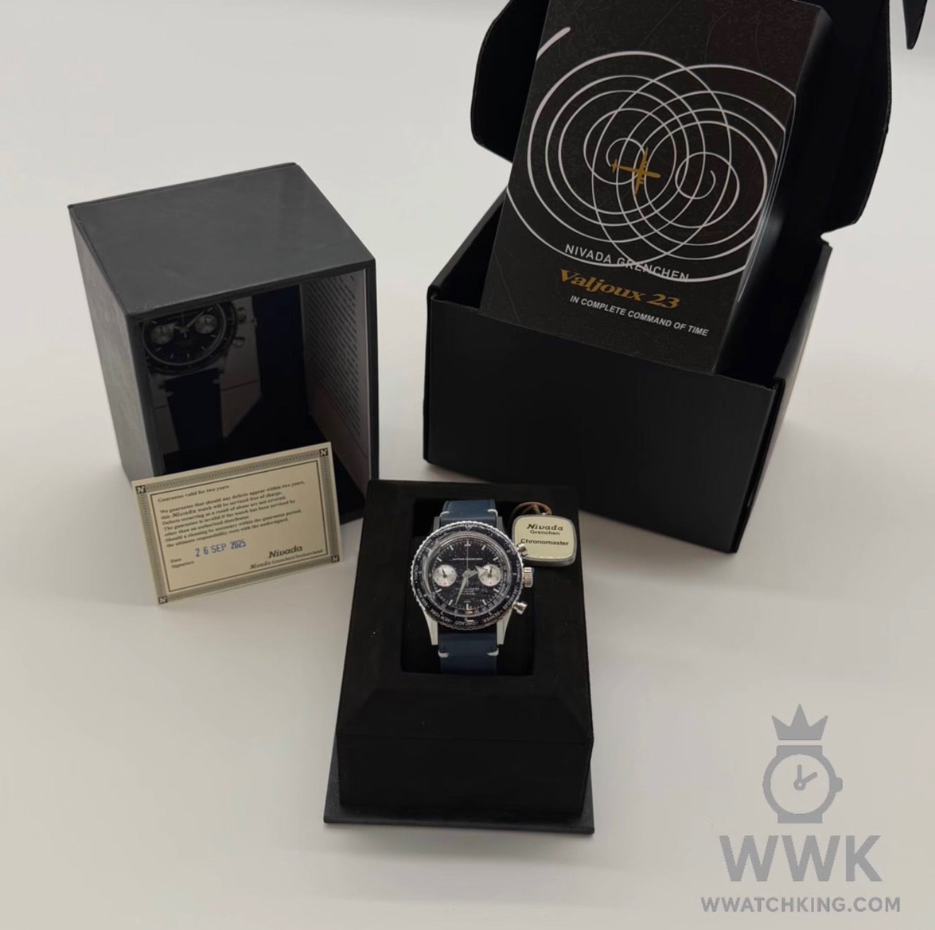 Nivada Grenchen 'Chronograph Valjoux 23 Adventureline Blue' | Limited Edition of 25 | Ref. 86059M21 | Strap | Full Set