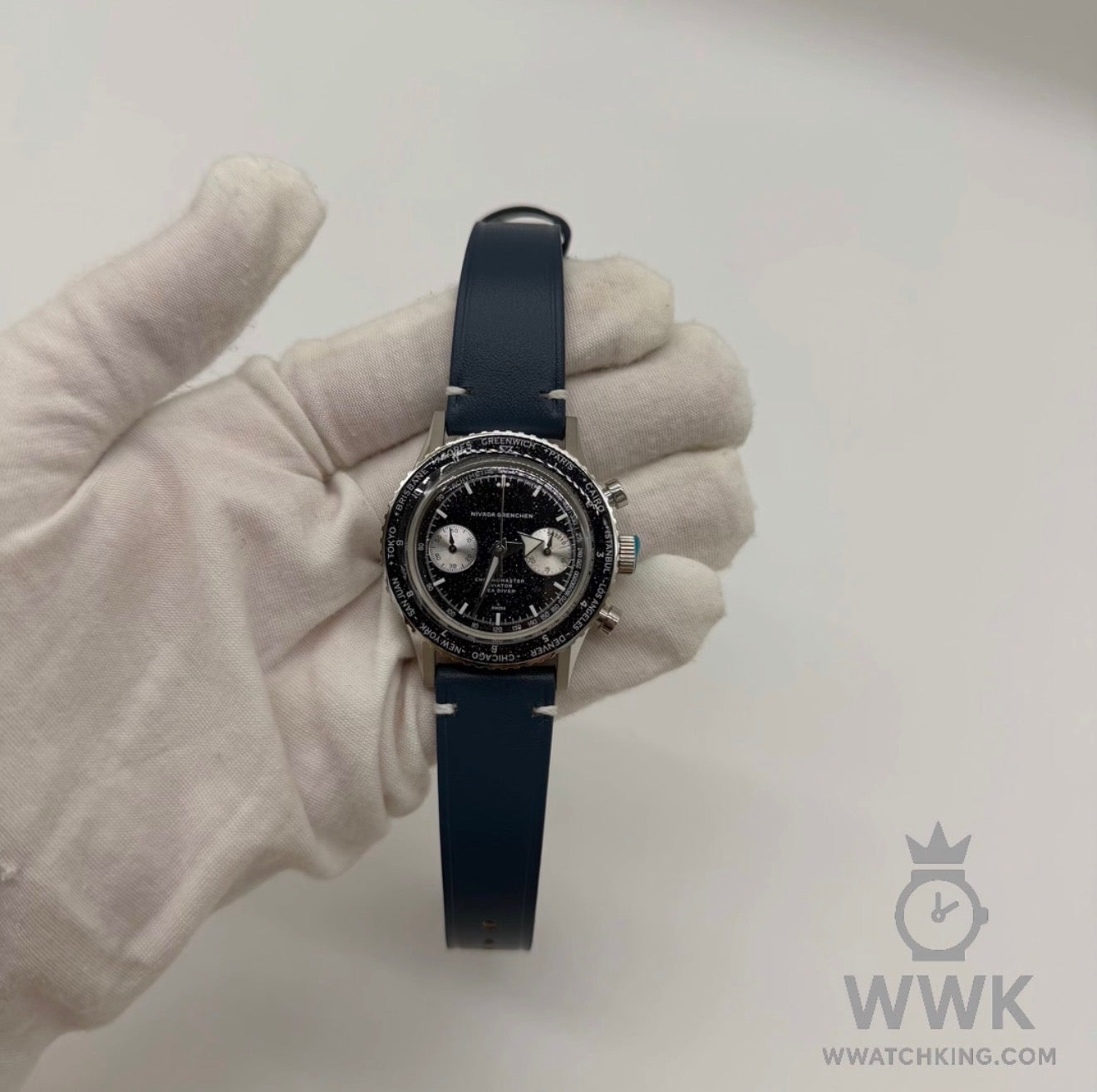 Nivada Grenchen 'Chronograph Valjoux 23 Adventureline Blue' | Limited Edition of 25 | Ref. 86059M21 | Strap | Full Set