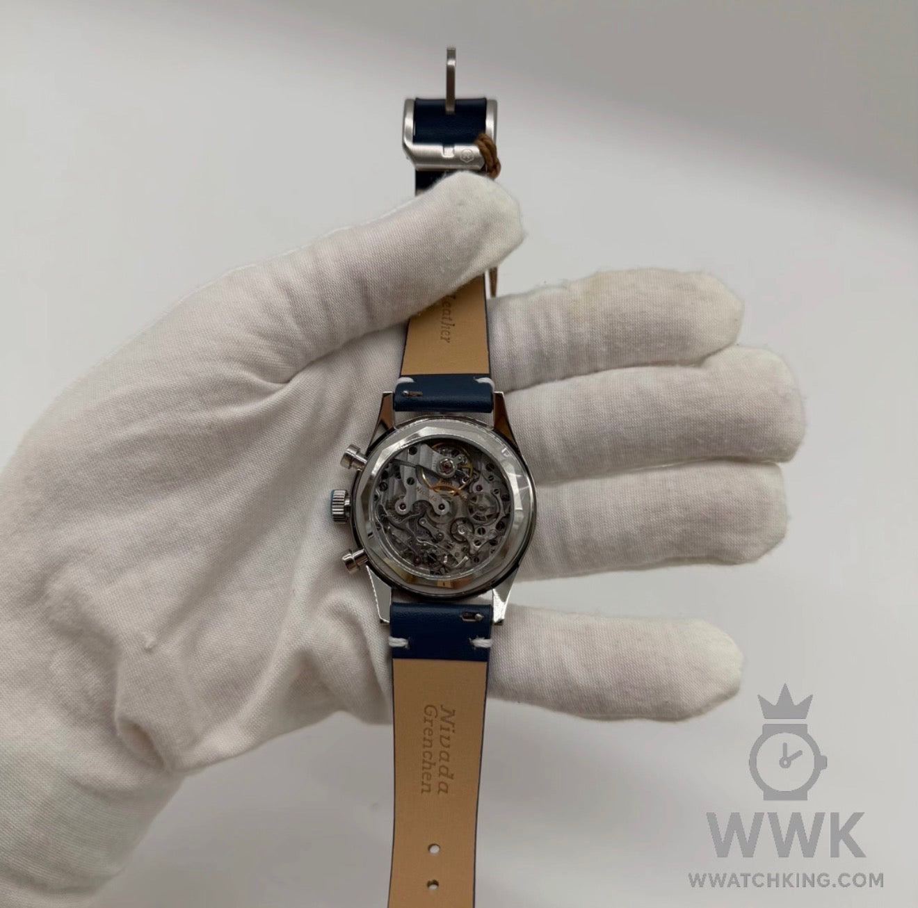 Nivada Grenchen 'Chronograph Valjoux 23 Adventureline Blue' | Limited Edition of 25 | Ref. 86059M21 | Strap | Full Set