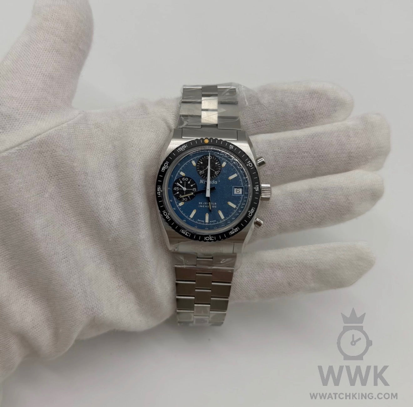 Nivada Grenchen 'Chronosport Blue' | Ref. 77003A10 | Strap | Full Set